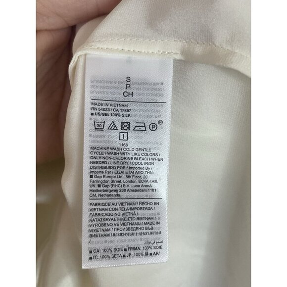 Banana Republic Silk Satin Pleated Blouse Sz S Shirt Ivory Career Party Elegant - Picture 5 of 7